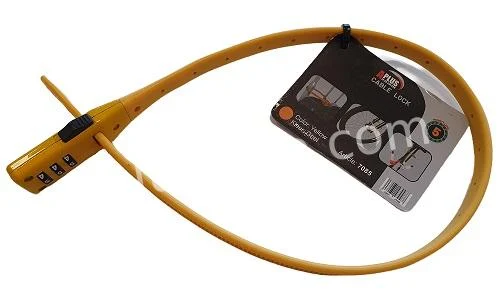 Kabelslot geel met cijfercode voor helm